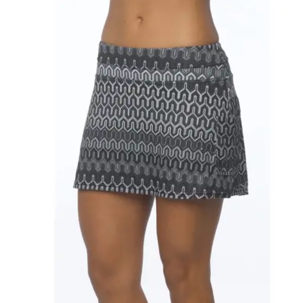 prAna Sugar Mini Skort Vivid Viola Gray/White Pattern Size M